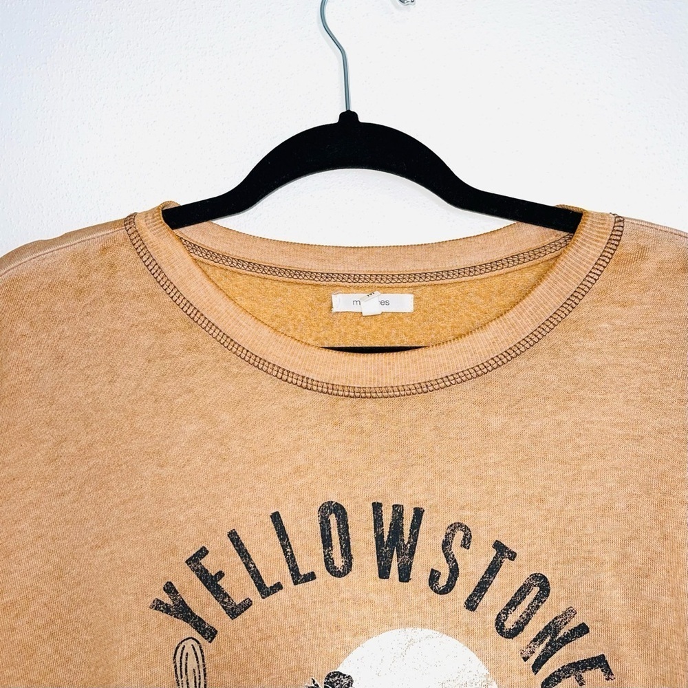 Maurices Mustard Yellow Western Yellowstone Graphic Sweatshirt Medium Women’s - Picture 2 of 11
